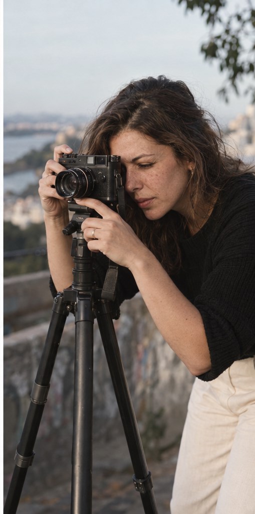 Elena Valli working with her camera